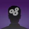 Silhouette of a person with gears turning in brain
